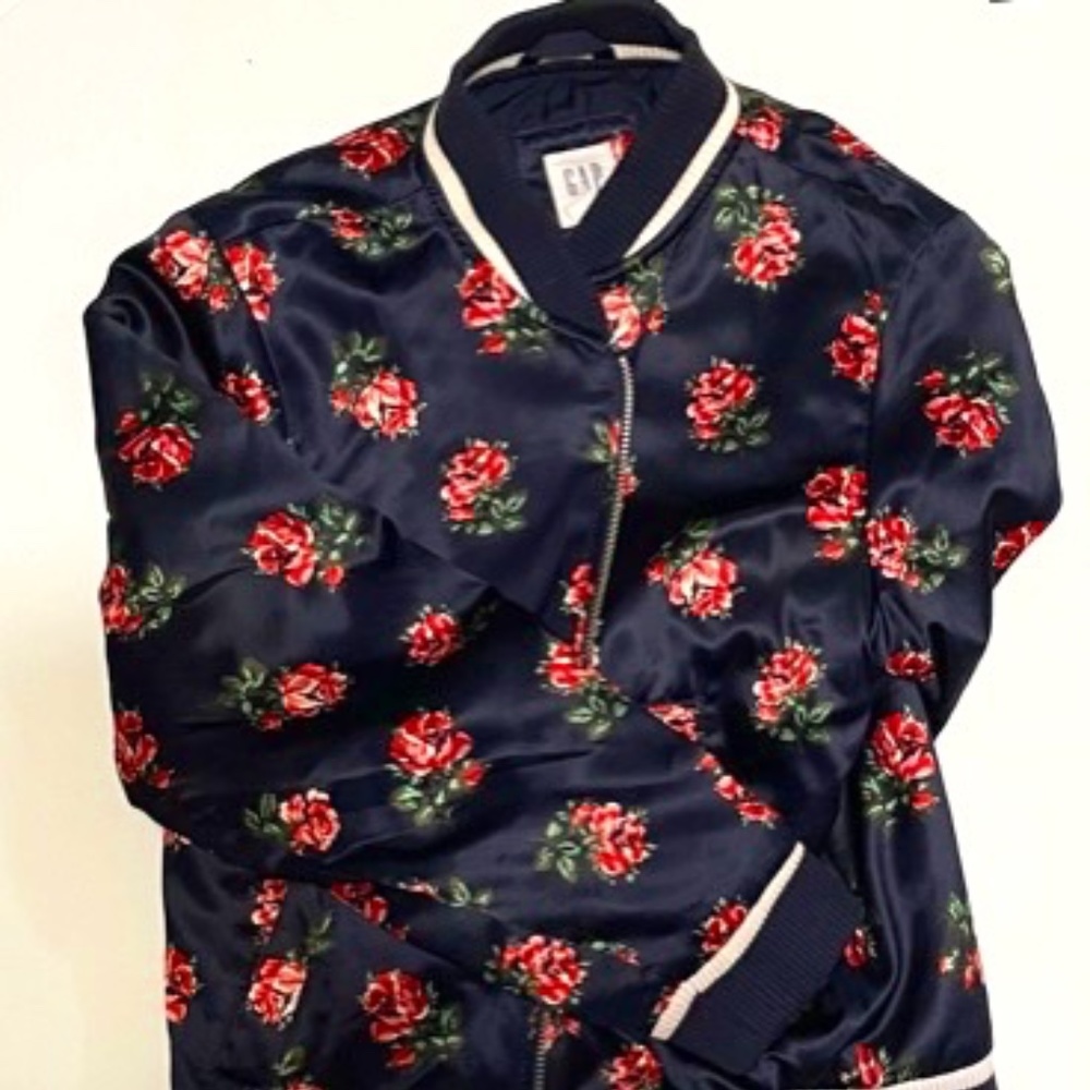 Navy Red Rose Bomber Jacket- Children